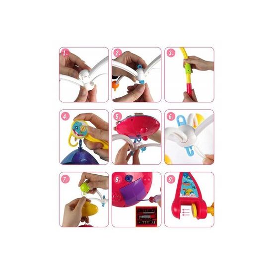 Haunger kolotoč nad postýlku s dálkovým ovladačem a projektorem