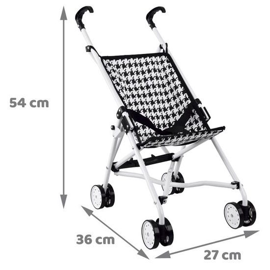 Golfový kočárek pro panenky Alice černo-bílý
