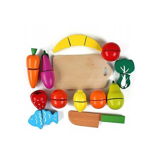 Doris sada dřevěného ovoce a zeleniny v boxu