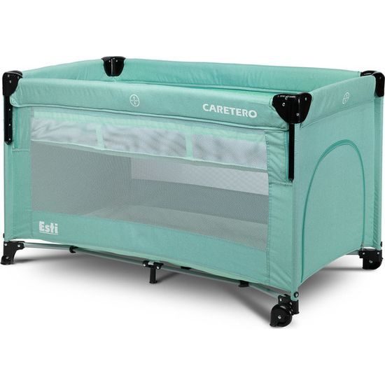 Dětská cestovní postýlka CARETERO ESTI se stahovací bočnicí mint