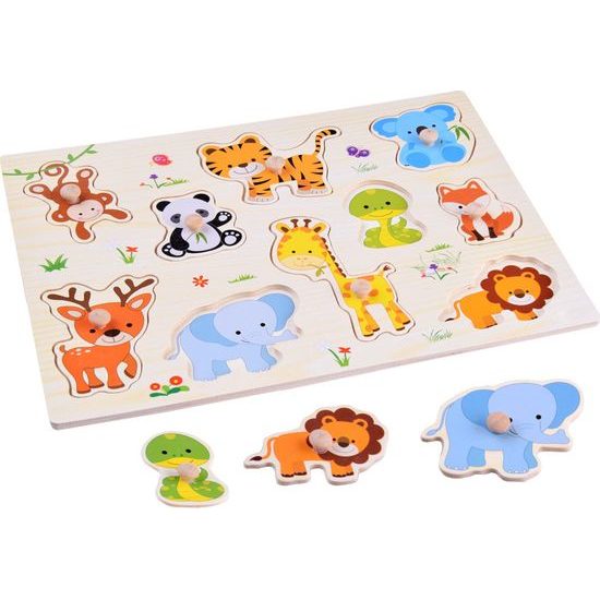 Dřevěné puzzle ZVÍŘATA 10 dílků