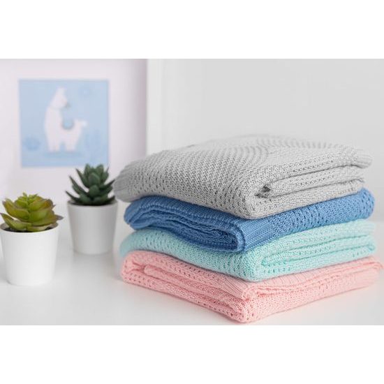 Sensillo Dětská pletená bambusová deka do kočárku 100x80 cm šedá