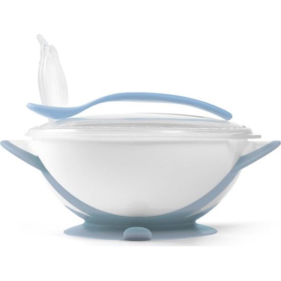 Dětská miska s přísavkou a lžičkou Baby Ono bílo-modrá