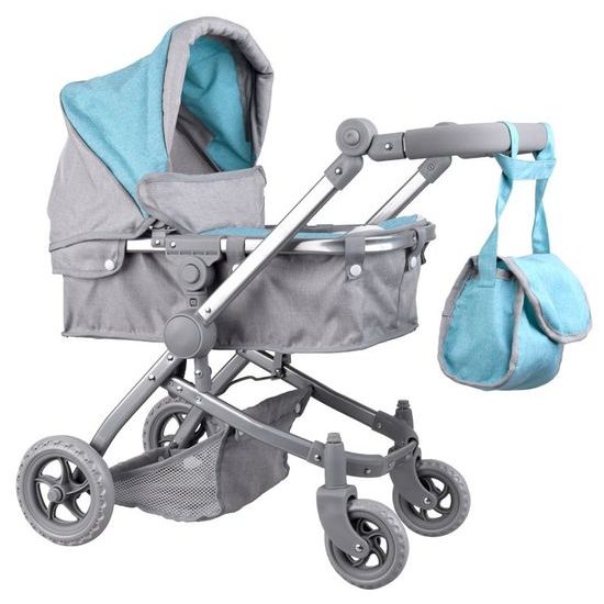 Kočárek pro panenky 4v1 kombinovaný Alice 4543 tyrkysový