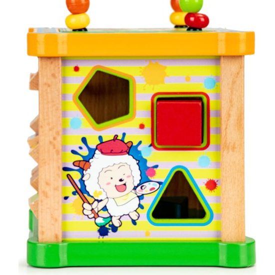 Ecotoys dřevěná edukační kostka s labyrintem Game Cube 5v1