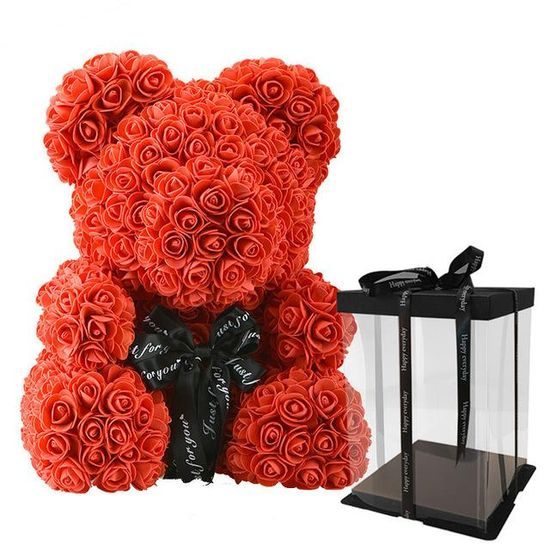 Medvídek z růží červený Rose Bear 40 cm
