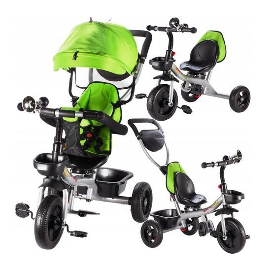 Dětská tříkolka 3v1 s otočným sedadlem S360 zelená