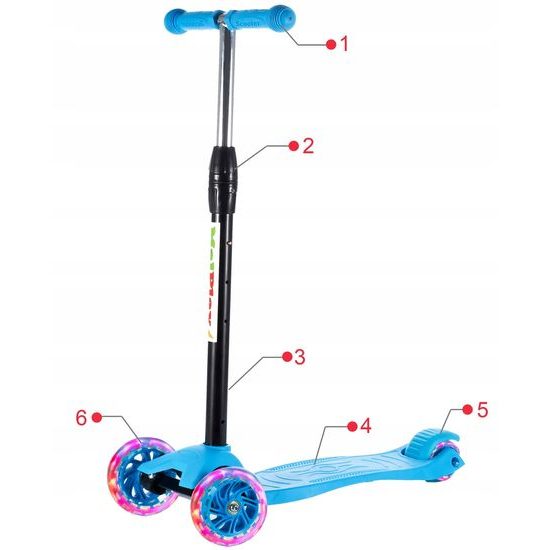 Dětská koloběžka Glow Scooter se svítícími koly modrá