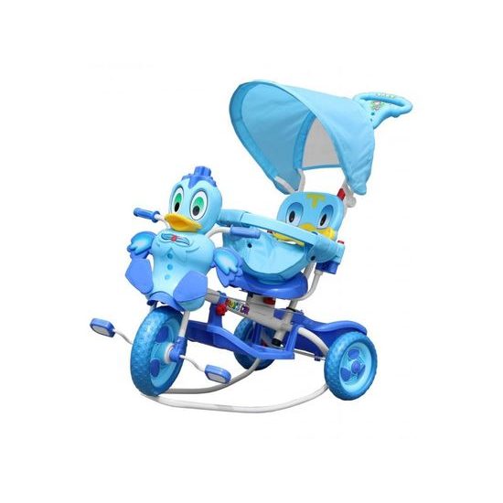 Dětská tříkolka s vodící tyčí Kačenka modrá
