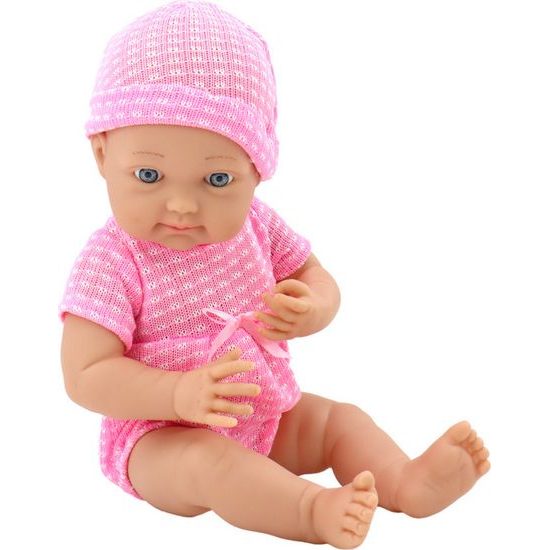 Panenka v růžovém oblečení, čepici, dudlíku a dece 48cm