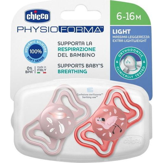 Silikonový dudlík Physio Light 6m, 2ks růžový