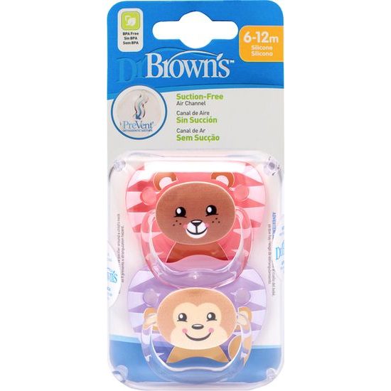 Dr Brown's Ortodontický dudlík Prevent zvířátka, 2ks, 6-12m