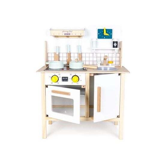 Ecotoys dětská dřevěná kuchyňka se zvuky a LED efekty Horney Chef