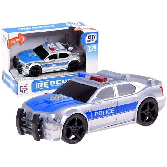 Policejní auto na setrvačník se světly a zvuky City Service 1:20 stříbrné