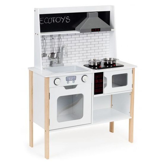 Ecotoys dětská dřevěná kuchyňka se zvuky a LED efekty House Kitchen
