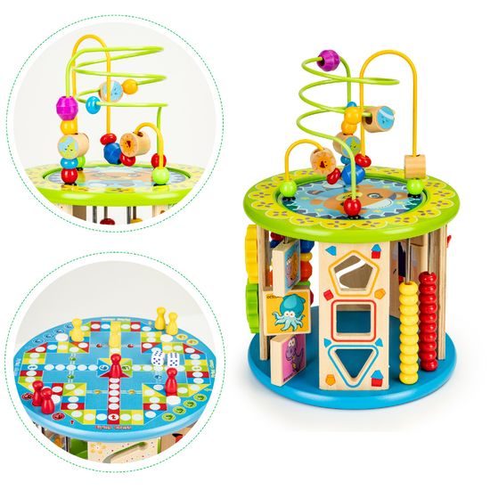 Ecotoys dřevěná edukační kostka s lovením rybek 7v1