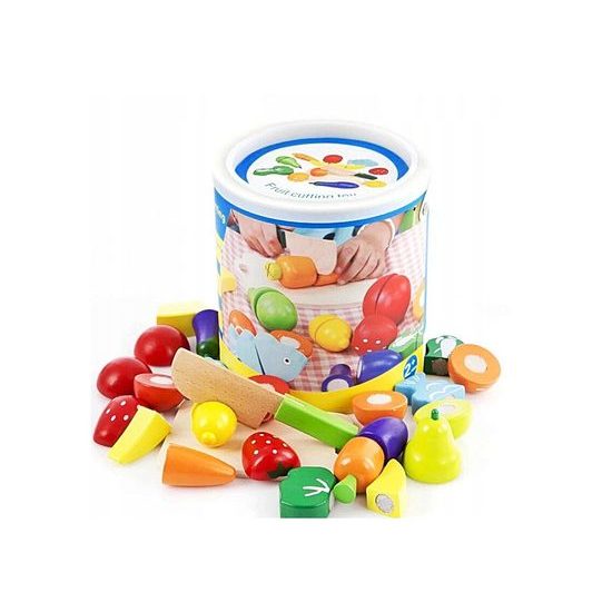 Doris sada dřevěného ovoce a zeleniny v boxu