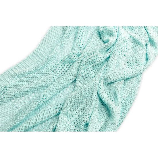 Sensillo Dětská pletená bambusová deka do kočárku 100x80 cm máta