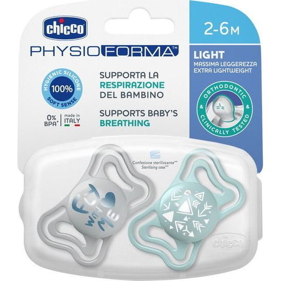 Silikonový dudlík Physio Light 2m, 2ks modrý