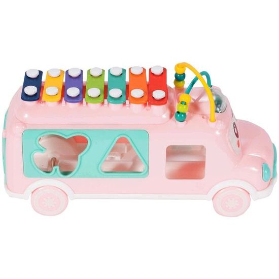 Interaktivní hrající autíčko s cimbálkami Happy Bus růžové