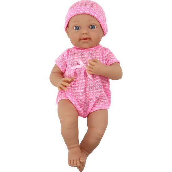 Panenka v růžovém oblečení, čepici, dudlíku a dece 48cm