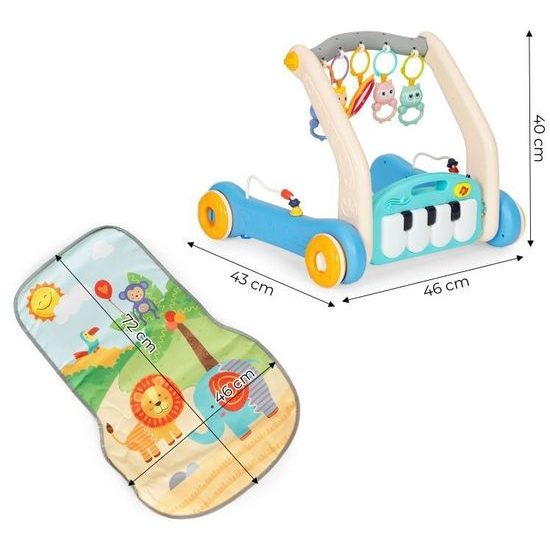 Haunger chodítko 2v1 s hrací dekou a piankem Rack Walker - modré