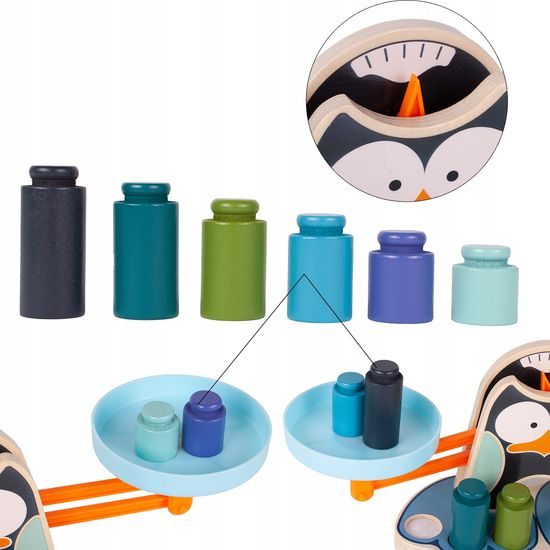 Dřevěná naučná váha pro děti Penguin Balance
