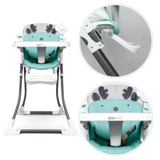 Ecotoys jídelní židlička 2v1 Sobík tyrkysová