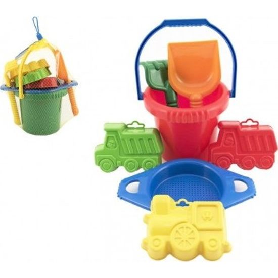 SADA - Kbelík sítko lopatka hrabičky 3 bábovky - mix barev