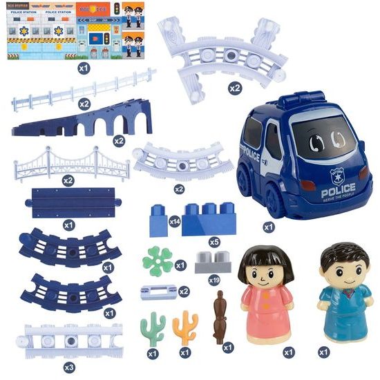 Policajná vláčikodráha so svetlom a zvukom Police Trail 65 súčasťí