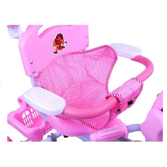 Dětská tříkolka s vodící tyčí Pejsek růžová