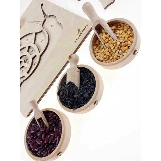 Montessori přesypávání - šnek- dřevěné edukativní puzzle