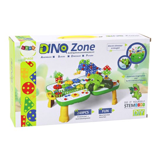 Konstrukční 3D stavebnice s vrtačkou na baterie a stolečkem Dino Zone 249 ks