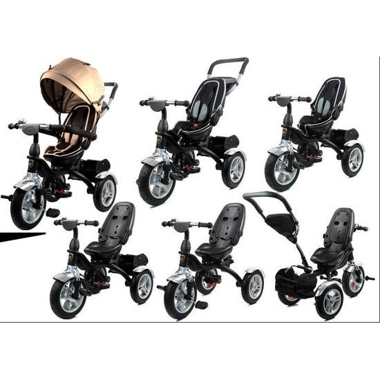 Majlo Toys multifunkční tříkolka s nafukovacími koly PRO500 béžová