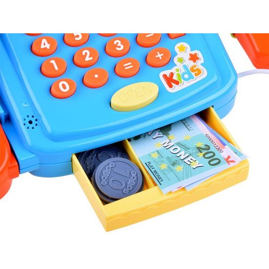 Dětská elektronická pokladna s kalkulačkou Deluxe Shopping modrá
