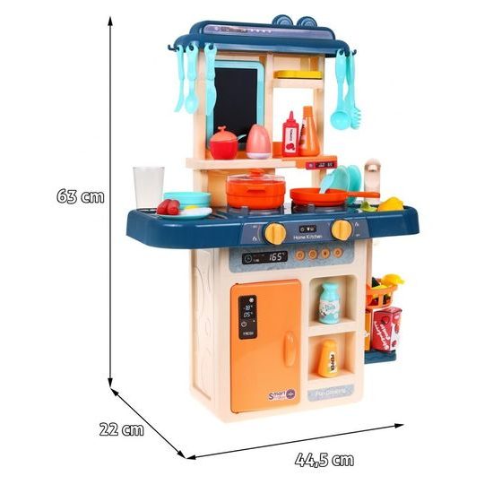 Dětská mini kuchyňka se zvuky a párou Little Chef- modrá