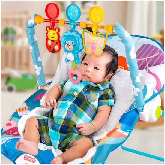 Kojenecké lehátko 3v1 s vibracemi Lvíček - modré