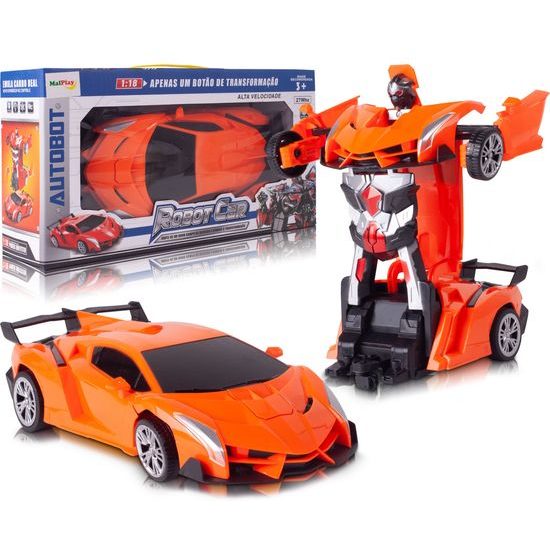 Robot transformer 2v1 Robocar 1:18 oranžový