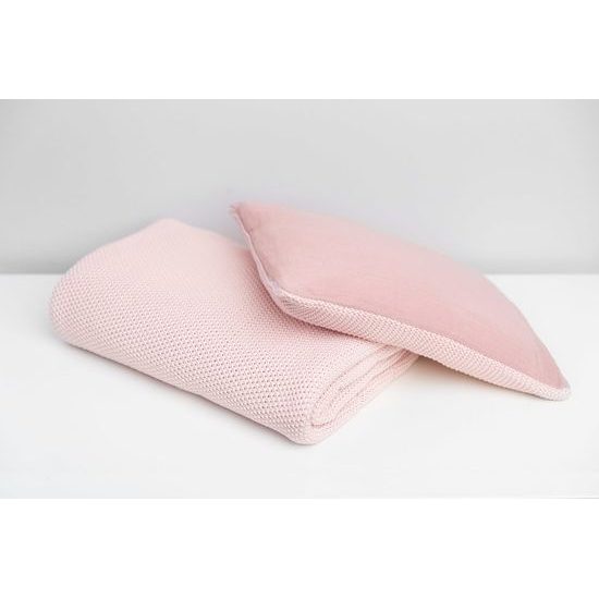 Pletená sada z mušelínu do postýlky a kočárku Sensillo růžová