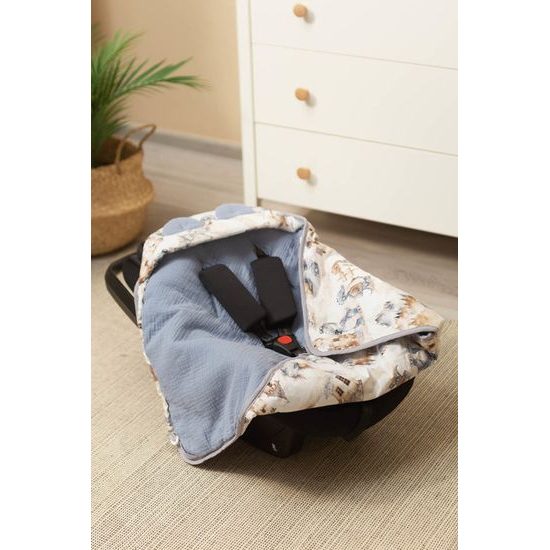 Dětská mušelínová zavinovačka do autosedačky Dráček jeans