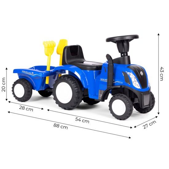 New Holland dětské odrážedlo traktor s přívěsem - modré