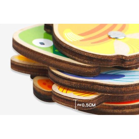 POŠKOZENÝ OBAL Doris dřevěné rybičky na lovení na magnet 20 kusů 3D