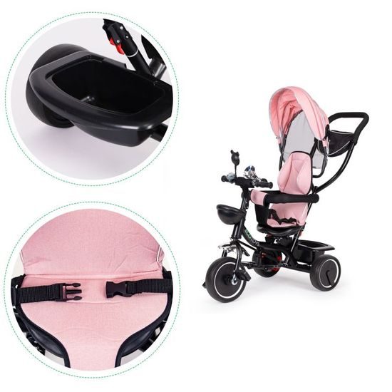 Ecotoys dětská tříkolka s otočným sedadlem Trike 2v1 růžová