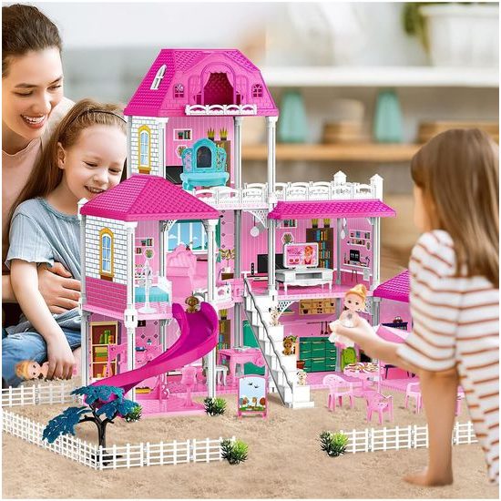 XXL domeček pro panenky Luxury Villa s příslušenstvím + 2 panenky