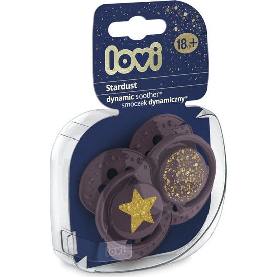 LOVI 22/895 Dynamický silikonový dudlík 18 + m 2 ks Stardust fialový