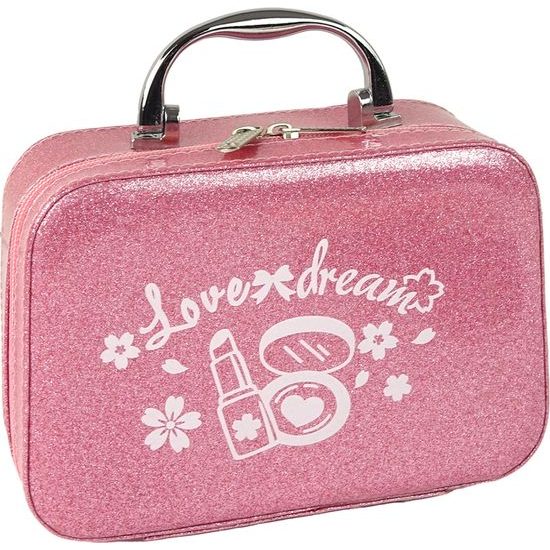 Sada na lakování nehtů s růžovými třpytkami v kufru