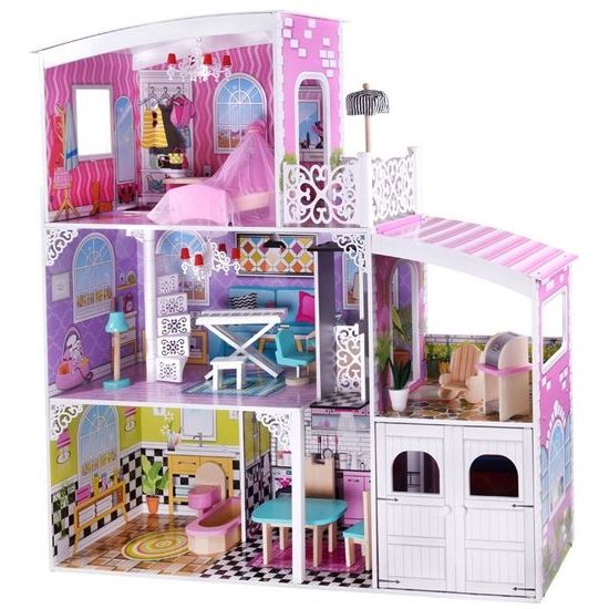 Dřevěný XXL domeček pro panenky s garáží rezidence Melinda