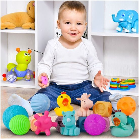 Senzorické hračky pro nejmenší Blocks Balls 16 kusů