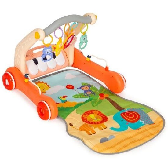 Haunger chodítko 2v1 s hrací dekou a piankem Rack Walker - oranžové