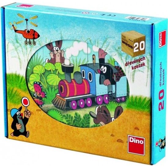 Dřevěné Kostky - Krtek a dopravní prostředky 20ks